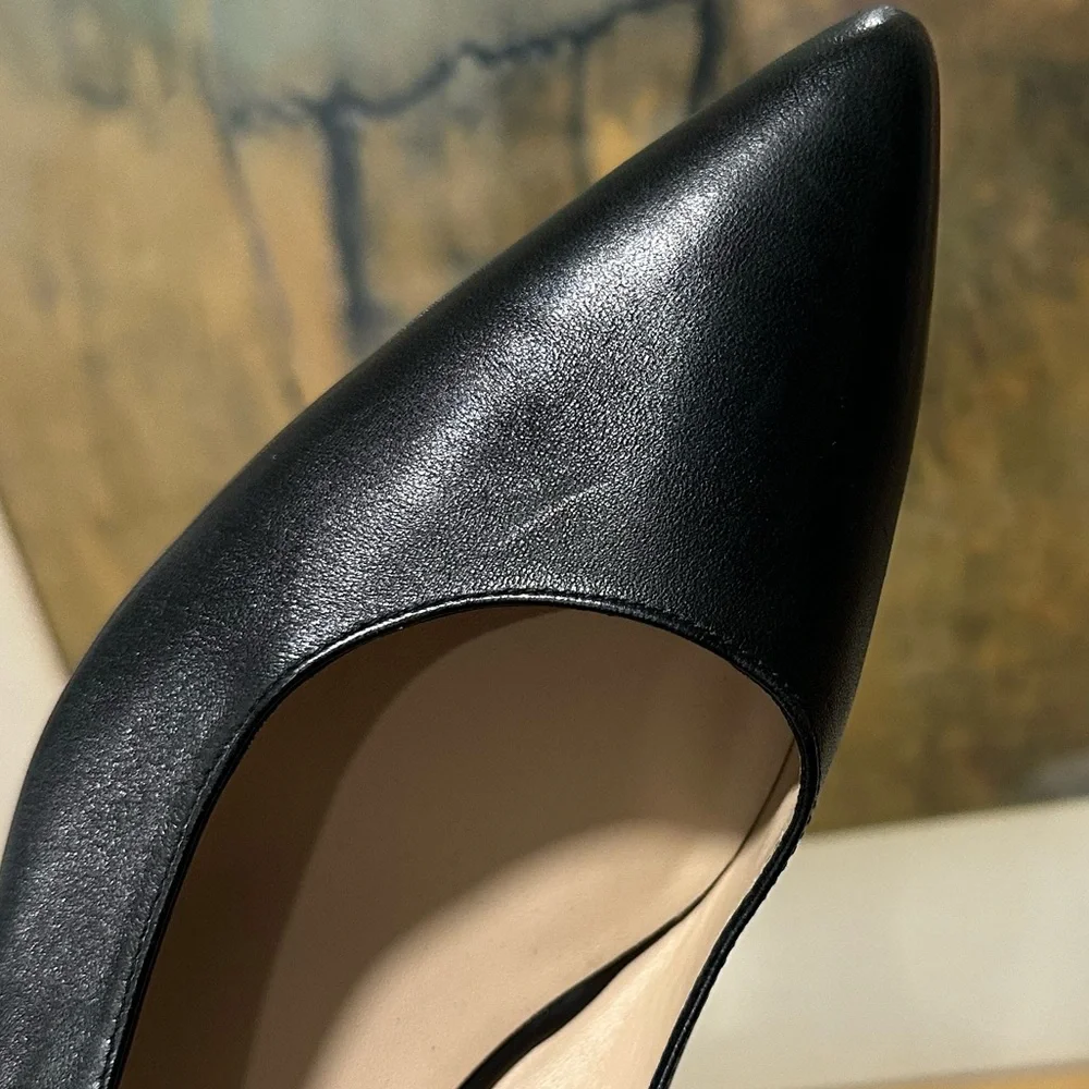 🌸JON JOSEP🌸 Paris Pump Pointed Toe Black Leather Heels Size: 12M